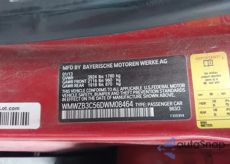 2013 Mini Countryman Cooper from USA, damaged, VIN WMWZB3C56DWM08464